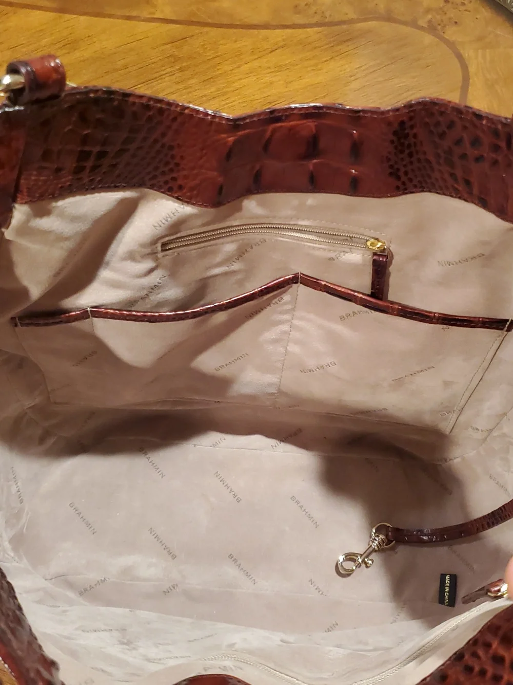 Like NEW Brahmin Marianna Alzette Croc Shoulder Tote - Picture 10 of 14